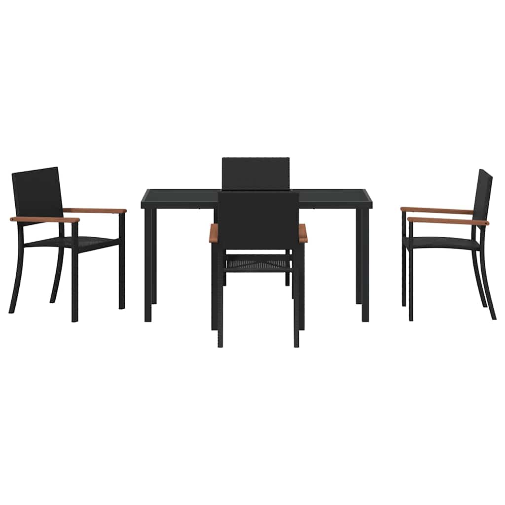 vidaXL Garden Dining Set 5 pcs Black Powder-Coated Steel