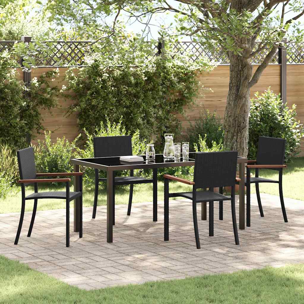 vidaXL Garden Dining Set 5 pcs Black Powder-Coated Steel