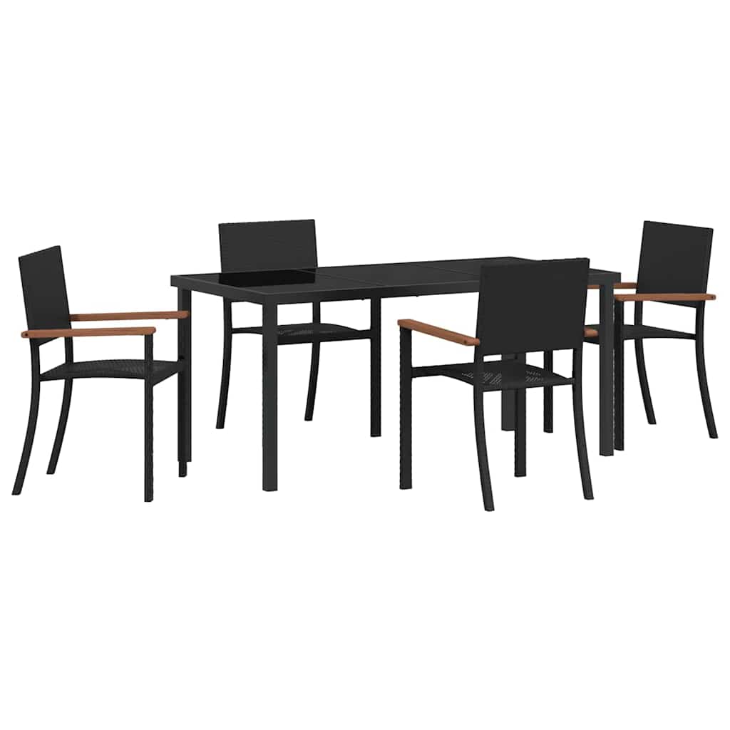 vidaXL Garden Dining Set 5 pcs Black Powder-Coated Steel