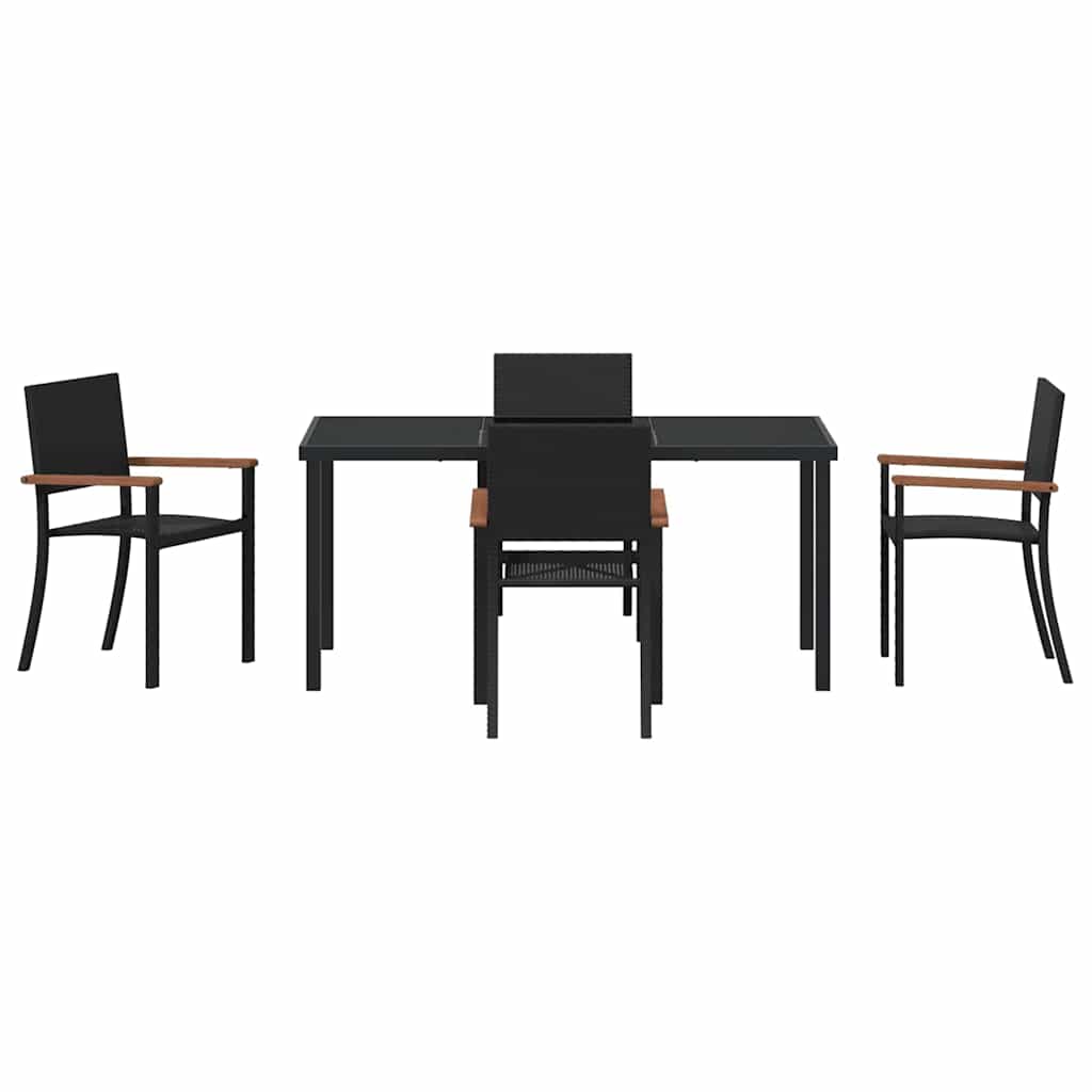 vidaXL Garden Dining Set 5 pcs Black Powder-Coated Steel
