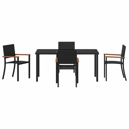 vidaXL Garden Dining Set 5 pcs Black Powder-Coated Steel