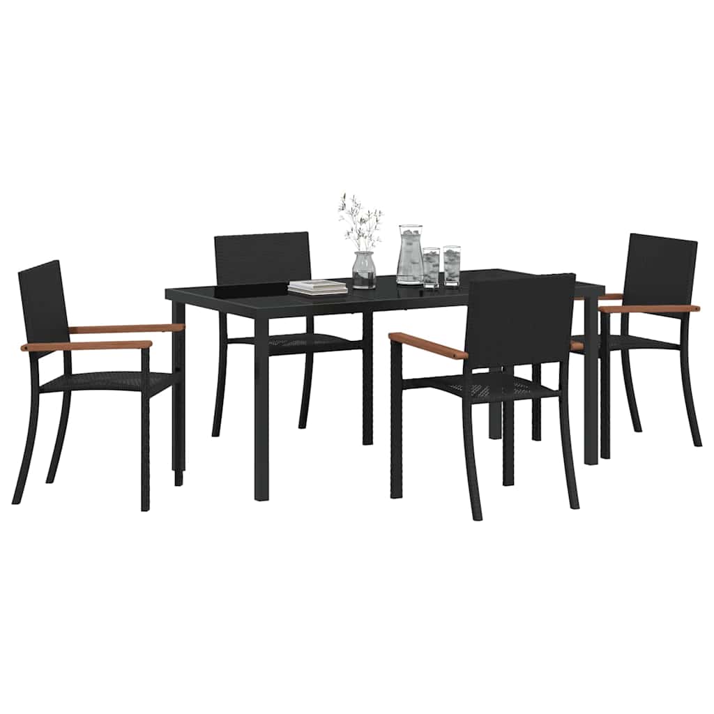 vidaXL Garden Dining Set 5 pcs Black Powder-Coated Steel