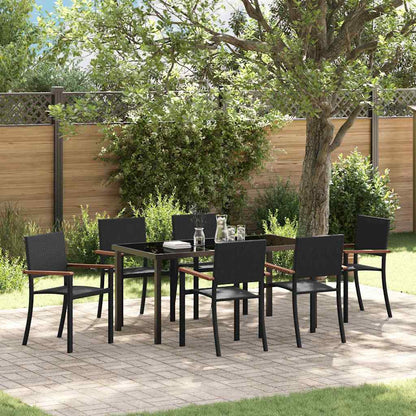 vidaXL Garden Dining Set 7 pcs Black Powder-Coated Steel