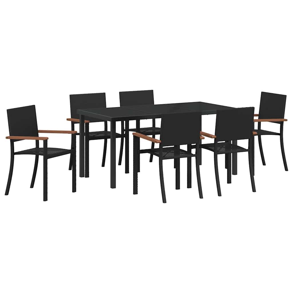 vidaXL Garden Dining Set 7 pcs Black Powder-Coated Steel