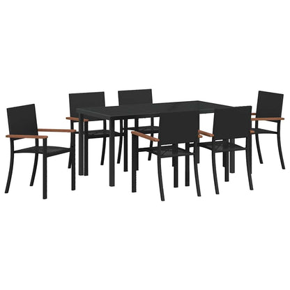 vidaXL Garden Dining Set 7 pcs Black Powder-Coated Steel