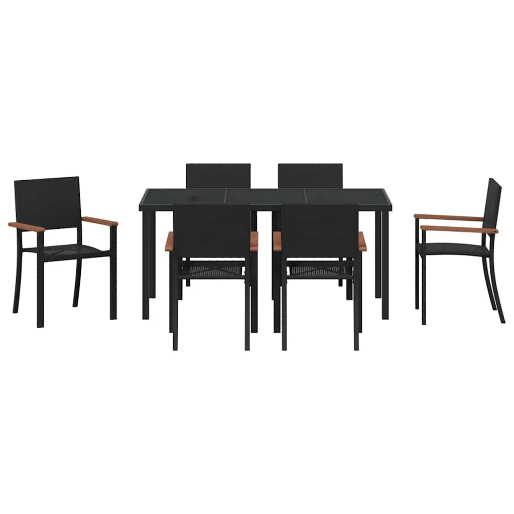 vidaXL Garden Dining Set 7 pcs Black Powder-Coated Steel