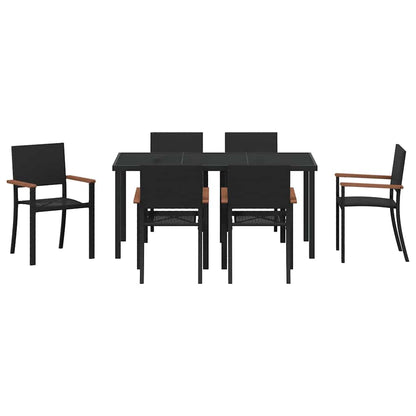 vidaXL Garden Dining Set 7 pcs Black Powder-Coated Steel