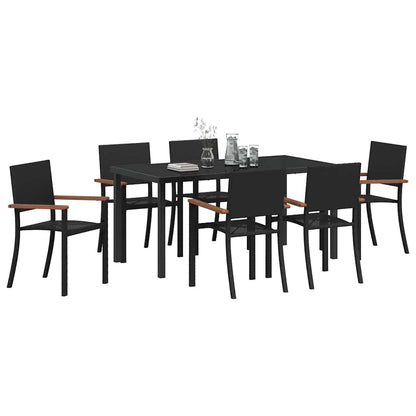 vidaXL Garden Dining Set 7 pcs Black Powder-Coated Steel