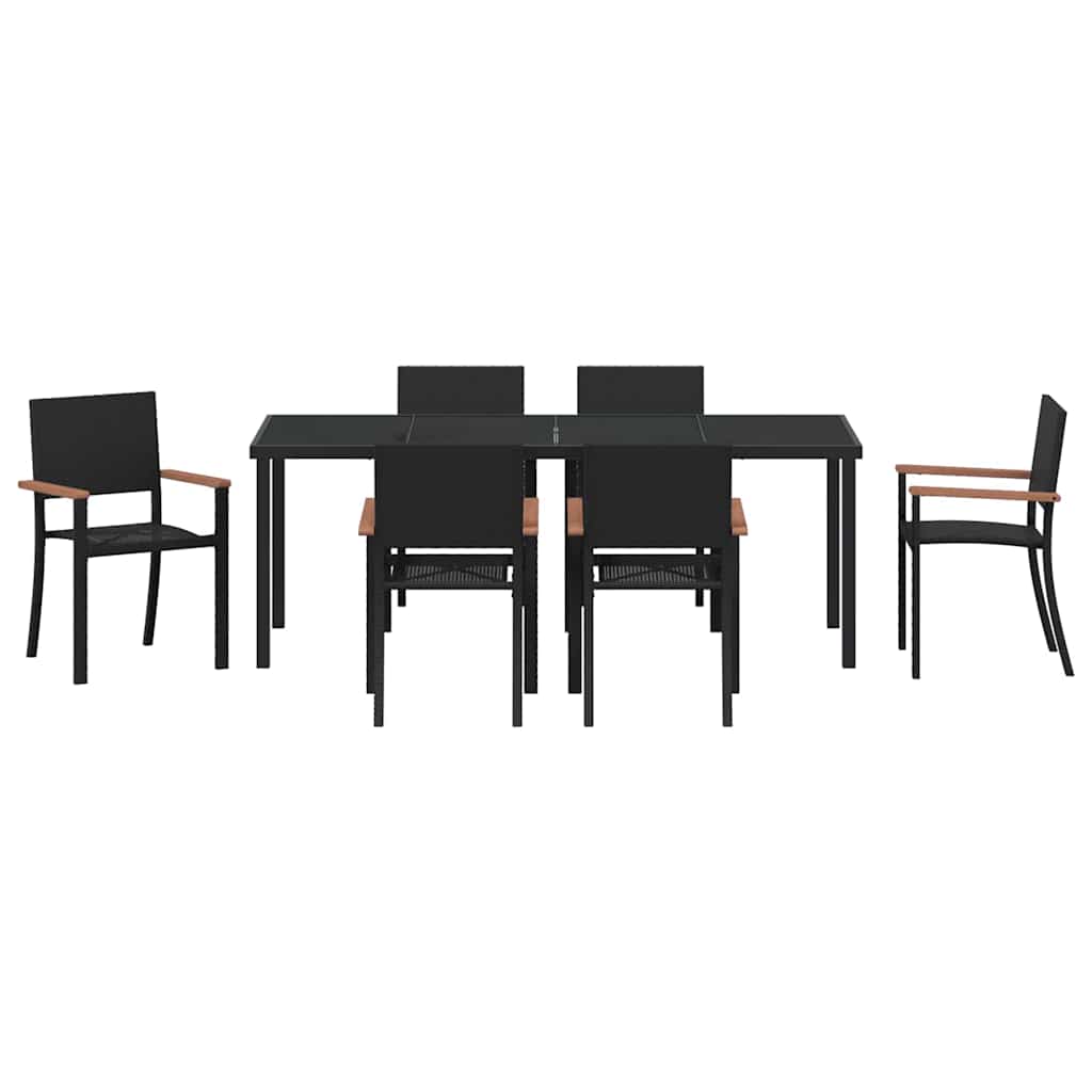 vidaXL Garden Dining Set 7 pcs Black Powder-Coated Steel
