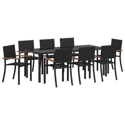 vidaXL Garden Dining Set 9 pcs Black Powder-Coated Steel