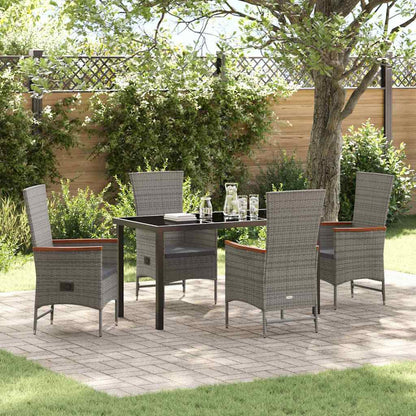 vidaXL Garden Dining Set with Cushion 5 pcs Grey Poly Rattan