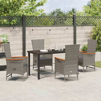vidaXL Garden Dining Set with Cushion 5 pcs Grey Poly Rattan
