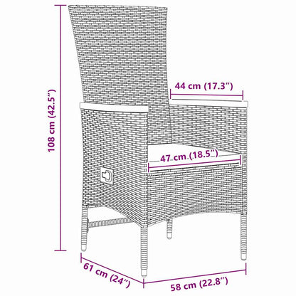 vidaXL Garden Dining Set with Cushion 5 pcs Grey Poly Rattan