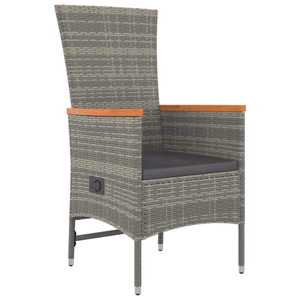 vidaXL Garden Dining Set with Cushion 7 pcs Grey Poly Rattan