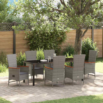 vidaXL Garden Dining Set with Cushion 7 pcs Grey Poly Rattan