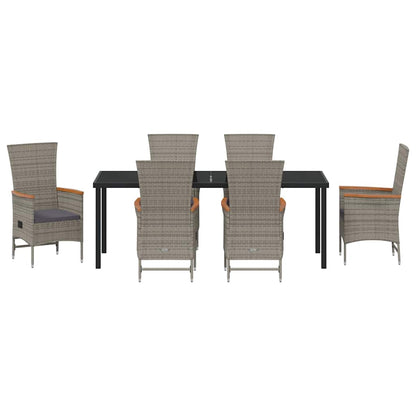 vidaXL Garden Dining Set with Cushion 7 pcs Grey Poly Rattan