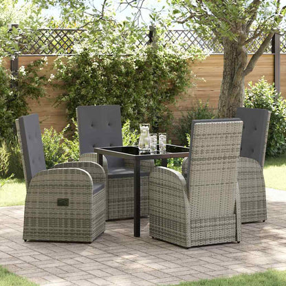 vidaXL Garden Dining Set with Cushion 5 pcs Grey Poly Rattan