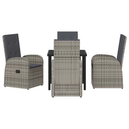 vidaXL Garden Dining Set with Cushion 5 pcs Grey Poly Rattan