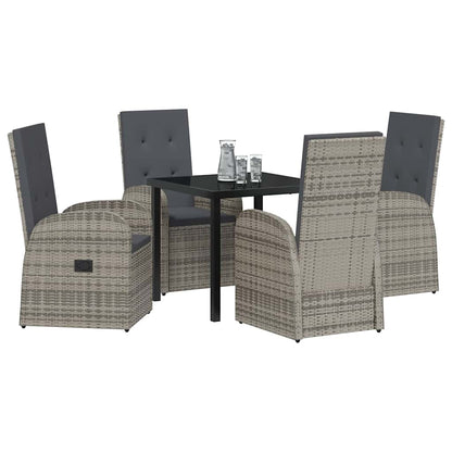 vidaXL Garden Dining Set with Cushion 5 pcs Grey Poly Rattan