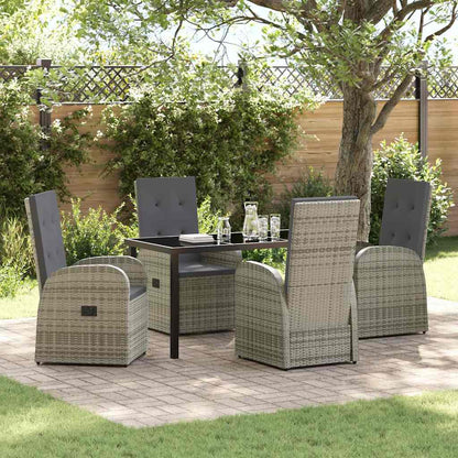vidaXL Garden Dining Set with Cushion 5 pcs Grey Poly Rattan