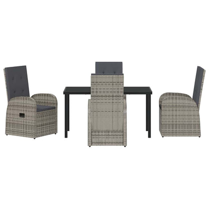 vidaXL Garden Dining Set with Cushion 5 pcs Grey Poly Rattan