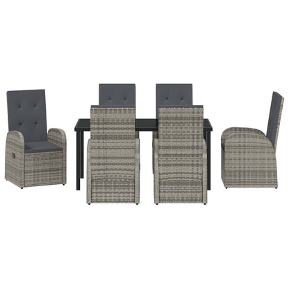 vidaXL Garden Dining Set with Cushion 7 pcs Grey Poly Rattan