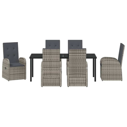 vidaXL Garden Dining Set with Cushion 7 pcs Grey Poly Rattan