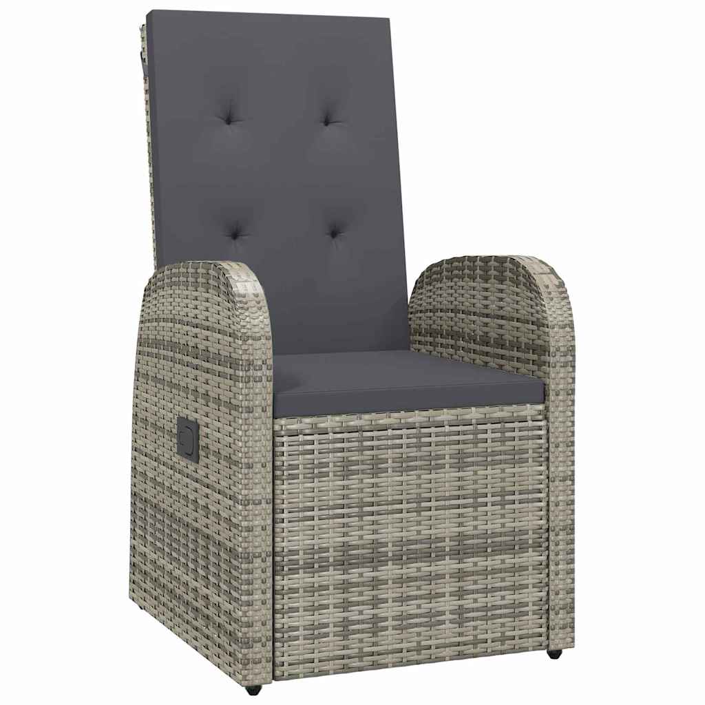 vidaXL Garden Dining Set with Cushion 9 pcs Grey Poly Rattan