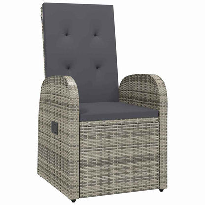 vidaXL Garden Dining Set with Cushion 9 pcs Grey Poly Rattan