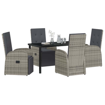 vidaXL Garden Dining Set with Cushion 5 pcs Grey Poly Rattan