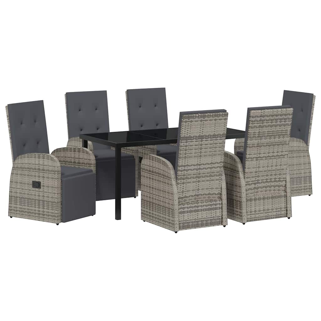 vidaXL Garden Dining Set with Cushion 7 pcs Grey Poly Rattan