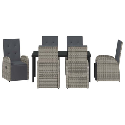 vidaXL Garden Dining Set with Cushion 7 pcs Grey Poly Rattan