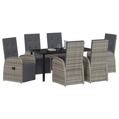 vidaXL Garden Dining Set with Cushion 7 pcs Grey Poly Rattan