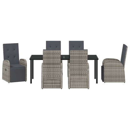 vidaXL Garden Dining Set with Cushion 7 pcs Grey Poly Rattan