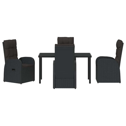 vidaXL Garden Dining Set with Cushion 5 pcs Black Poly Rattan