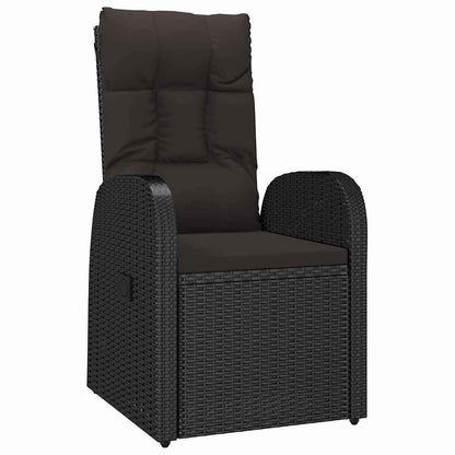 vidaXL Garden Dining Set with Cushion 7 pcs Black Poly Rattan
