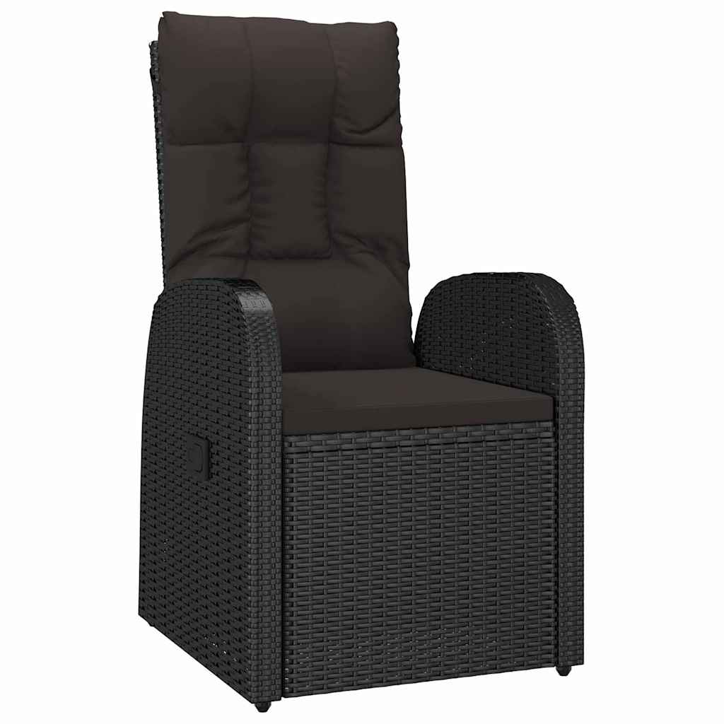 vidaXL Garden Dining Set with Cushion 9 pcs Black Poly Rattan