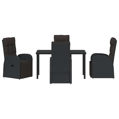vidaXL Garden Dining Set with Cushion 5 pcs Black Poly Rattan