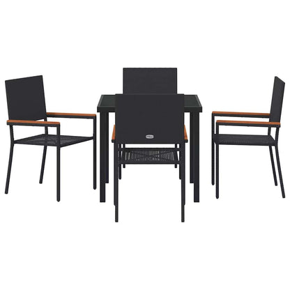 vidaXL Garden Dining Set with Cushion 5 pcs Black Poly Rattan