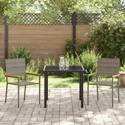 vidaXL Garden Dining Set with Cushion 3 pcs Grey Poly Rattan