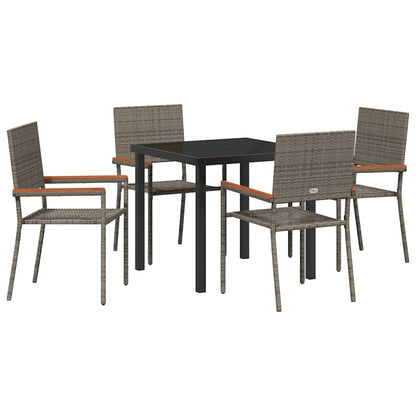 vidaXL Garden Dining Set with Cushion 5 pcs Grey Poly Rattan