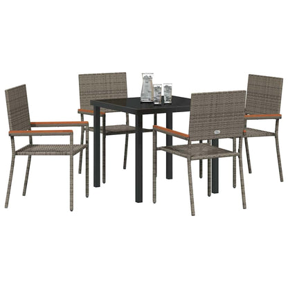 vidaXL Garden Dining Set with Cushion 5 pcs Grey Poly Rattan
