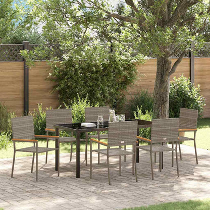 vidaXL Garden Dining Set with Cushion 7 pcs Grey Poly Rattan