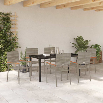 vidaXL Garden Dining Set with Cushion 7 pcs Grey Poly Rattan