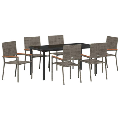 vidaXL Garden Dining Set with Cushion 7 pcs Grey Poly Rattan