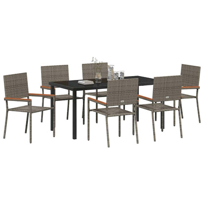 vidaXL Garden Dining Set with Cushion 7 pcs Grey Poly Rattan