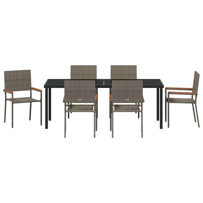 vidaXL Garden Dining Set with Cushion 7 pcs Grey Poly Rattan