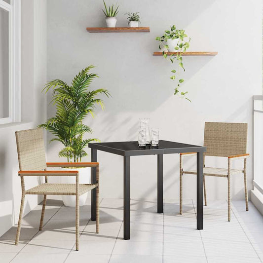 vidaXL Garden Dining Set with Cushion 3 pcs Beige Poly Rattan