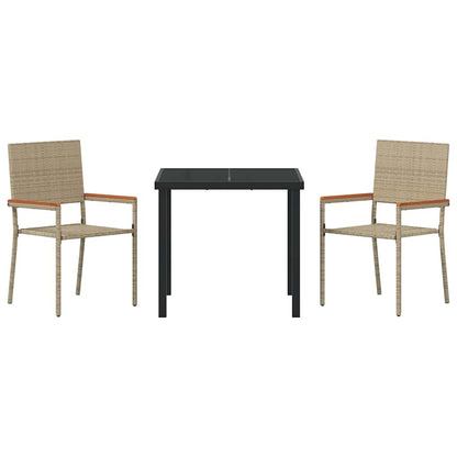vidaXL Garden Dining Set with Cushion 3 pcs Beige Poly Rattan