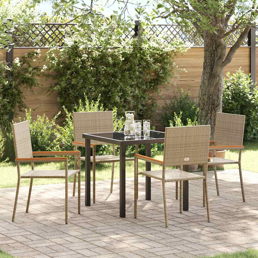 vidaXL Garden Dining Set with Cushion 5 pcs Beige Poly Rattan